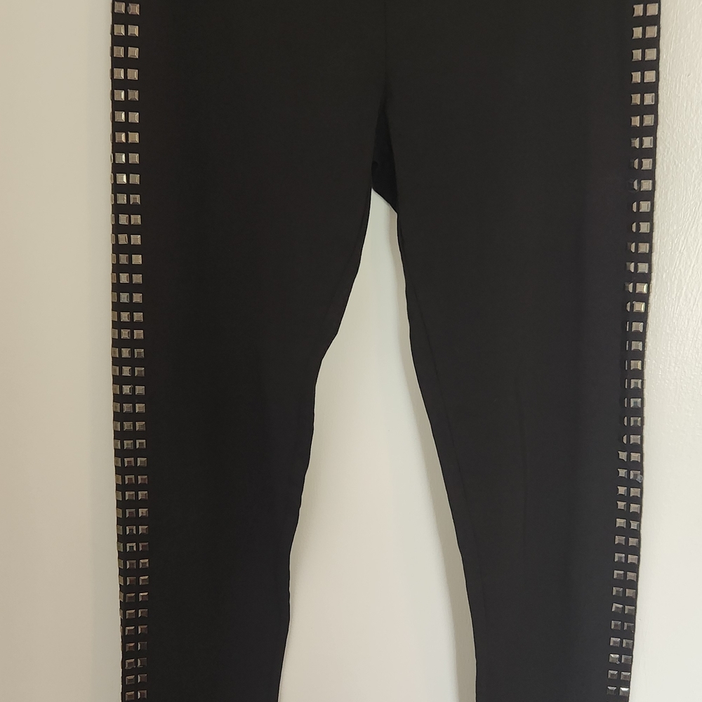 Rubbish Black Leggings with Metallic Details